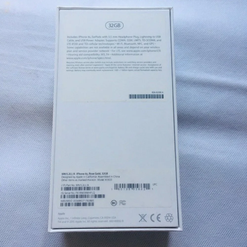 Apple iPhone 6S Retail Empty Box Rose Gold 32 GB EMPTY BOX ONLY